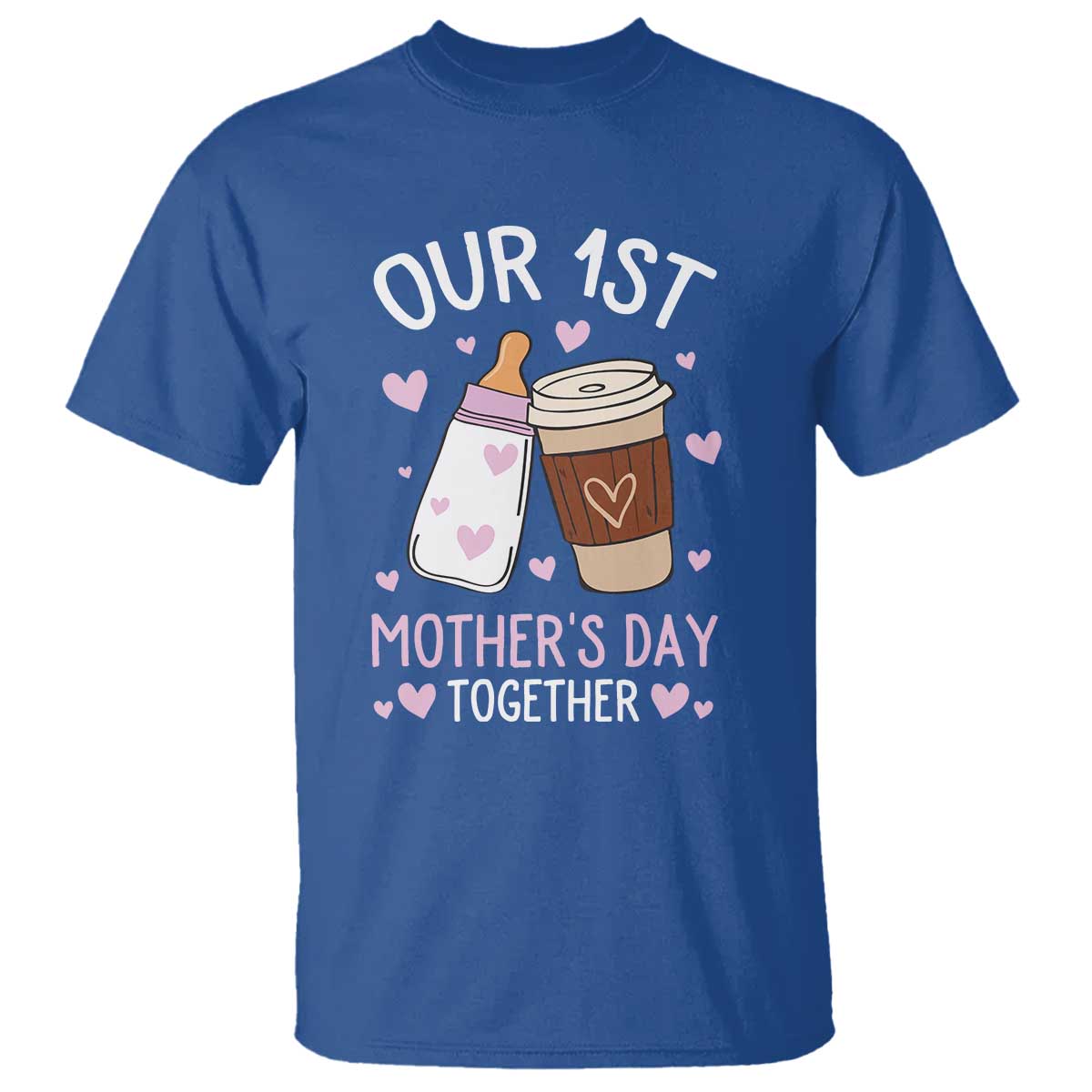 Funny Our First Mother's Day Together T Shirt Mom And Baby Matching Milk Coffee