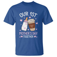 Funny Our First Mother's Day Together T Shirt Mom And Baby Matching Milk Coffee