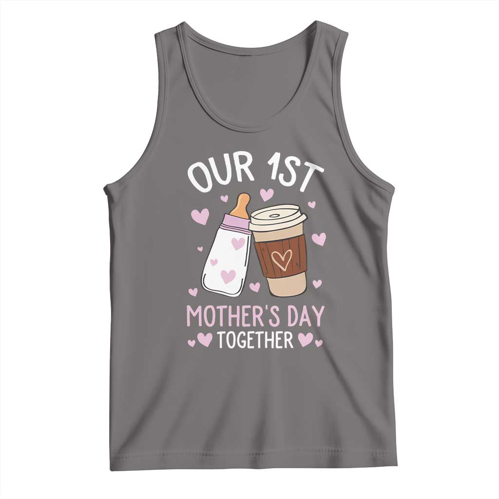 Funny Our First Mother's Day Together Tank Top Mom And Baby Matching Milk Coffee