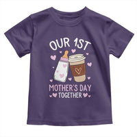 Funny Our First Mother's Day Together Toddler T Shirt Mom And Baby Matching Milk Coffee