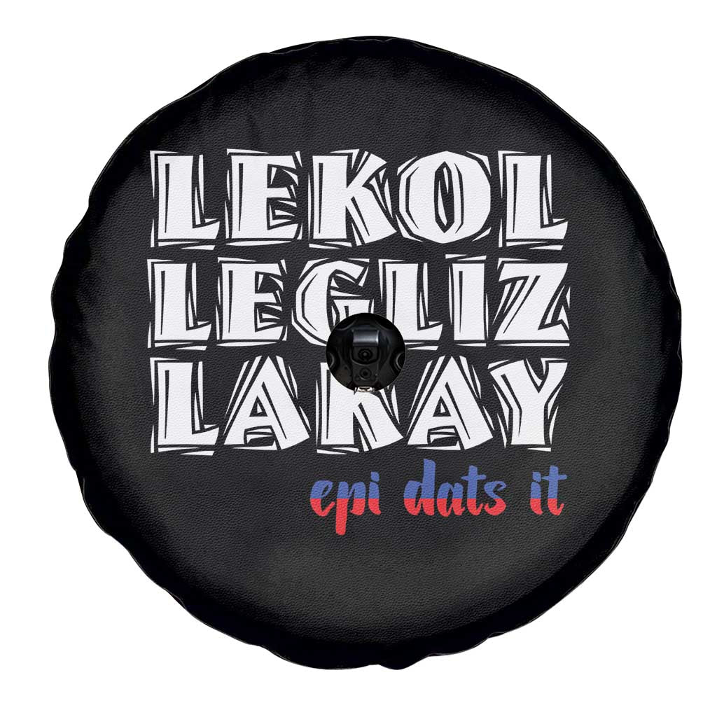 Haitian Pride Spare Tire Cover Haitian Lekol Legliz Lakay Haiti Flag Creole Saying