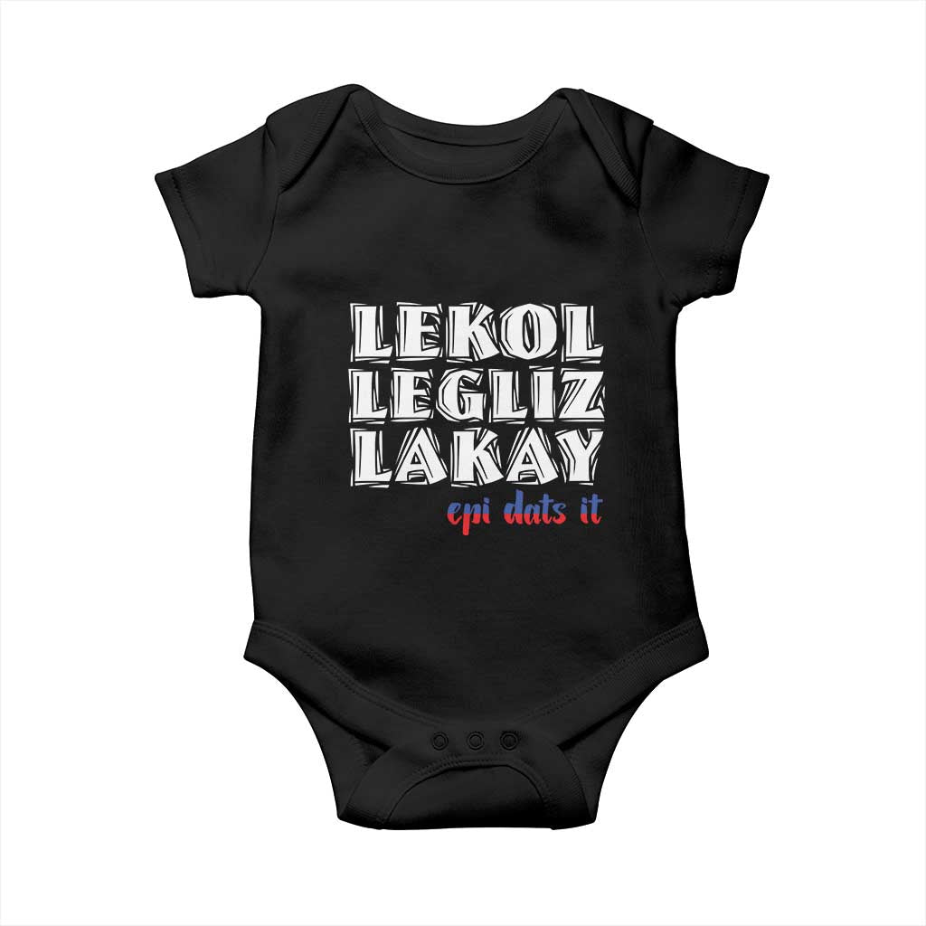 Haitian Pride Baby Onesie Haitian Lekol Legliz Lakay Haiti Flag Creole Saying