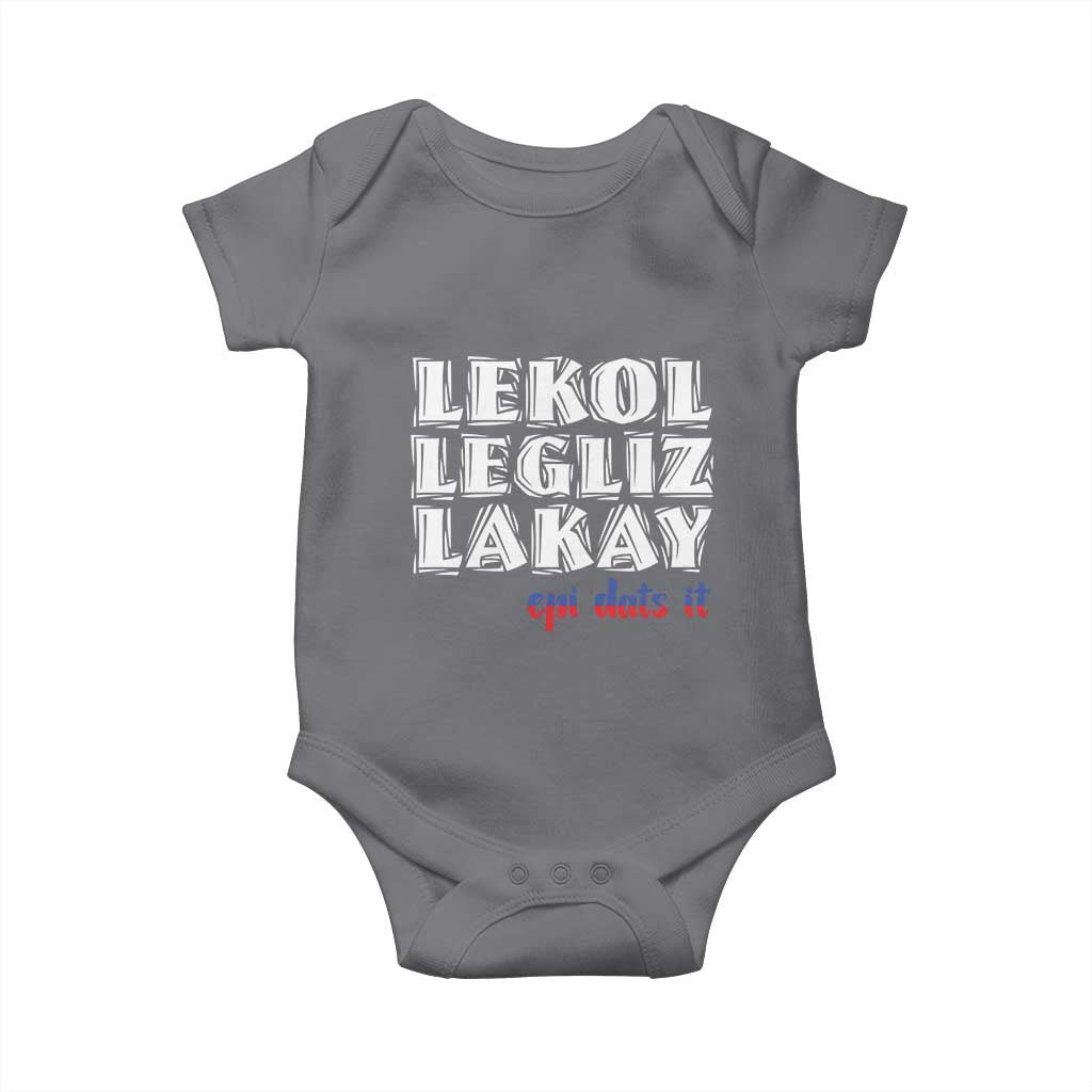 Haitian Pride Baby Onesie Haitian Lekol Legliz Lakay Haiti Flag Creole Saying