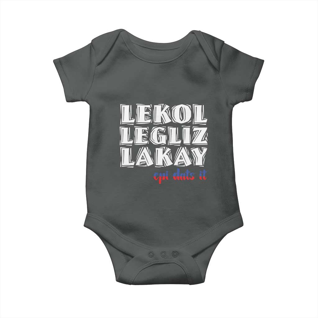 Haitian Pride Baby Onesie Haitian Lekol Legliz Lakay Haiti Flag Creole Saying