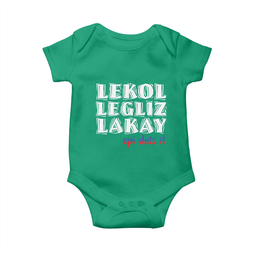 Haitian Pride Baby Onesie Haitian Lekol Legliz Lakay Haiti Flag Creole Saying