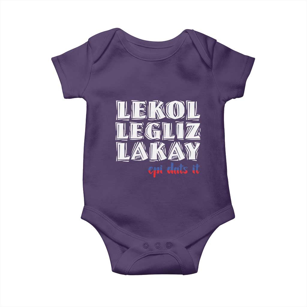 Haitian Pride Baby Onesie Haitian Lekol Legliz Lakay Haiti Flag Creole Saying