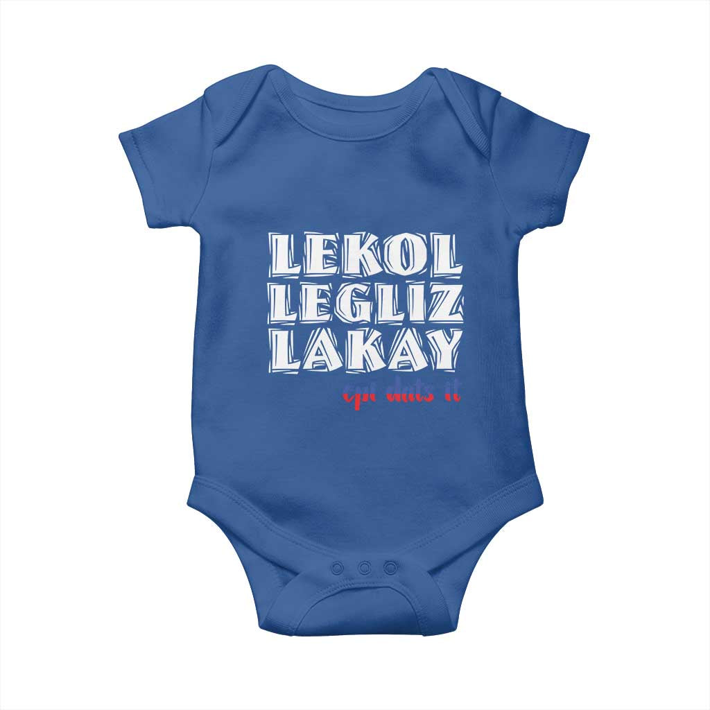 Haitian Pride Baby Onesie Haitian Lekol Legliz Lakay Haiti Flag Creole Saying