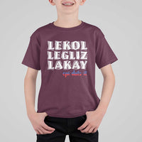 Haitian Pride T Shirt For Kid Haitian Lekol Legliz Lakay Haiti Flag Creole Saying