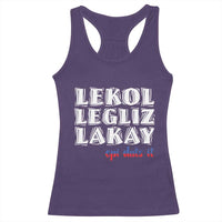 Haitian Pride Racerback Tank Top Haitian Lekol Legliz Lakay Haiti Flag Creole Saying