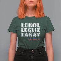 Haitian Pride T Shirt For Women Haitian Lekol Legliz Lakay Haiti Flag Creole Saying