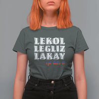 Haitian Pride T Shirt For Women Haitian Lekol Legliz Lakay Haiti Flag Creole Saying