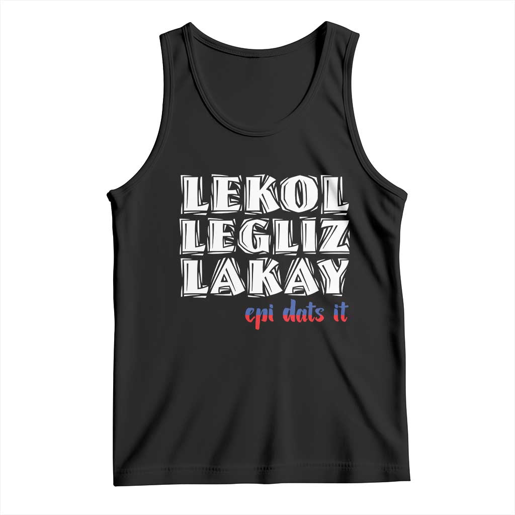 Haitian Pride Tank Top Haitian Lekol Legliz Lakay Haiti Flag Creole Saying