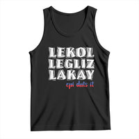 Haitian Pride Tank Top Haitian Lekol Legliz Lakay Haiti Flag Creole Saying