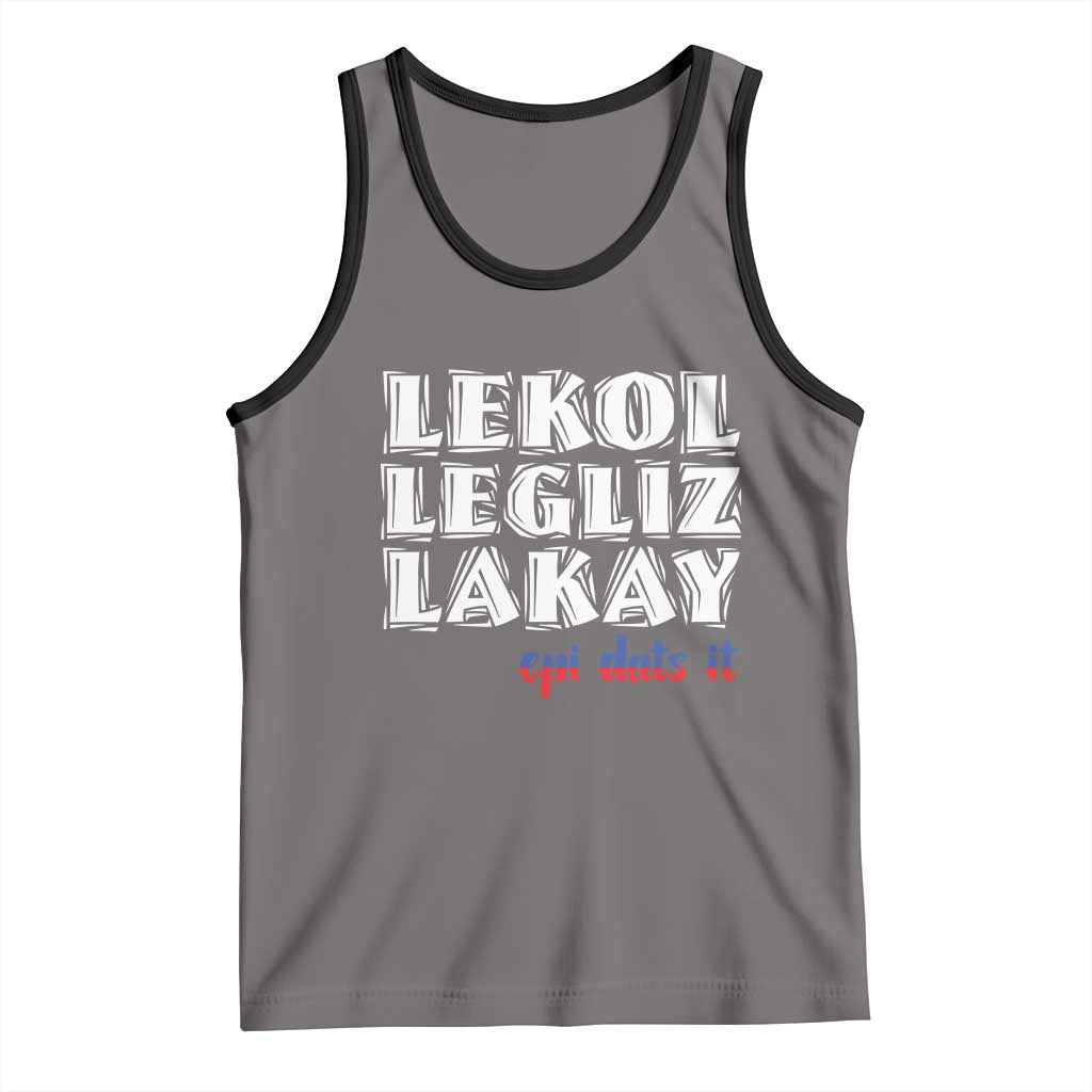 Haitian Pride Tank Top Haitian Lekol Legliz Lakay Haiti Flag Creole Saying
