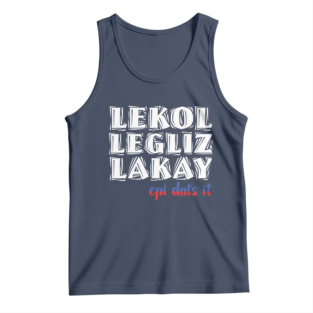 Haitian Pride Tank Top Haitian Lekol Legliz Lakay Haiti Flag Creole Saying
