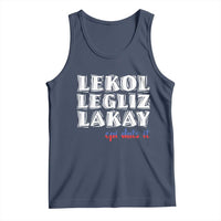 Haitian Pride Tank Top Haitian Lekol Legliz Lakay Haiti Flag Creole Saying