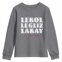 Haitian Pride Youth Sweatshirt Haitian Lekol Legliz Lakay Haiti Flag Creole Saying