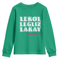 Haitian Pride Youth Sweatshirt Haitian Lekol Legliz Lakay Haiti Flag Creole Saying
