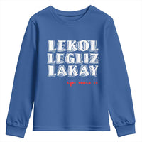 Haitian Pride Youth Sweatshirt Haitian Lekol Legliz Lakay Haiti Flag Creole Saying