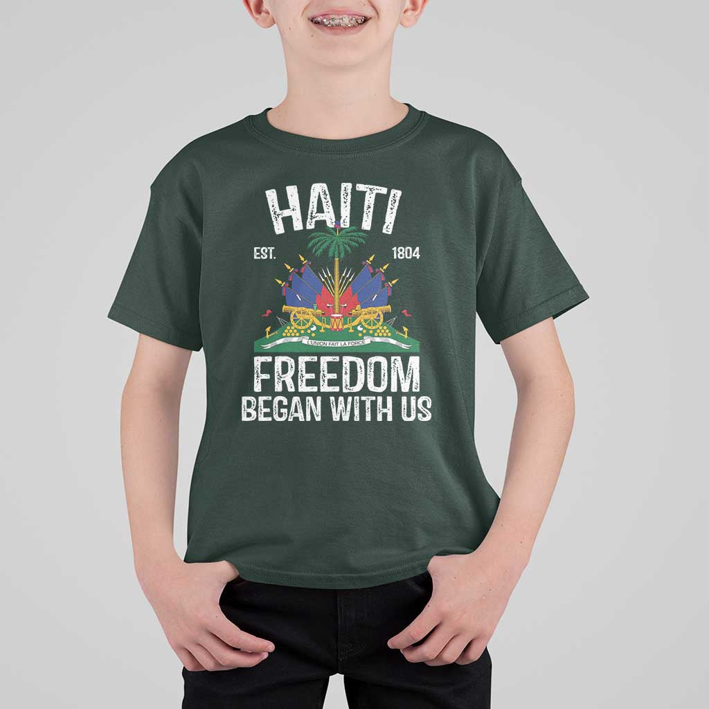 Haiti Freedom Began With Us T Shirt For Kid Haitian Flag Day