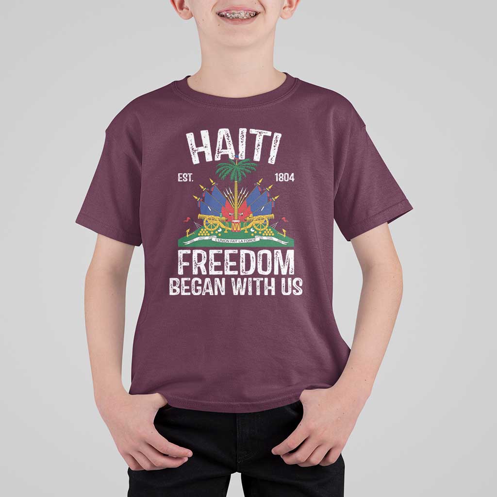 Haiti Freedom Began With Us T Shirt For Kid Haitian Flag Day