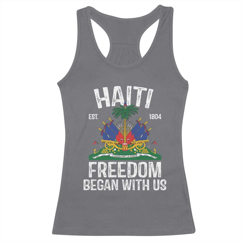 Haiti Freedom Began With Us Racerback Tank Top Haitian Flag Day