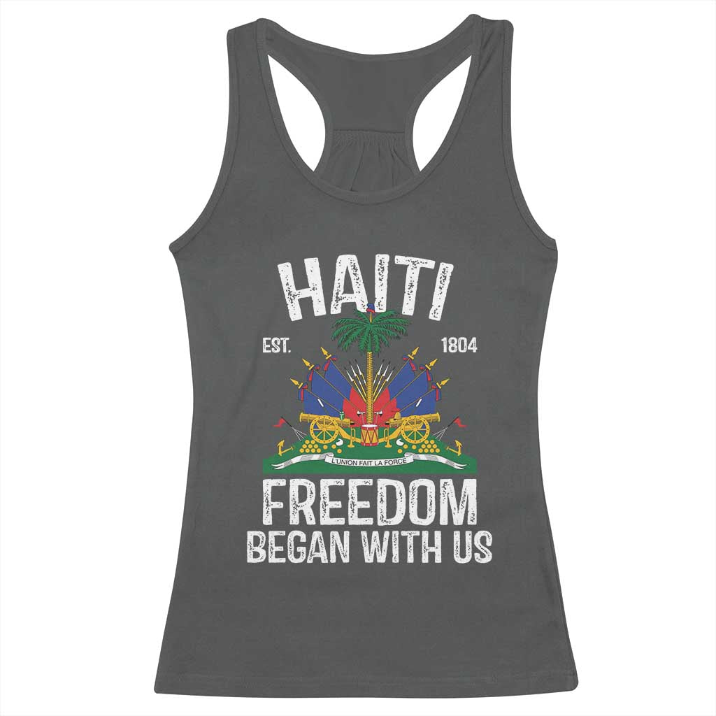 Haiti Freedom Began With Us Racerback Tank Top Haitian Flag Day