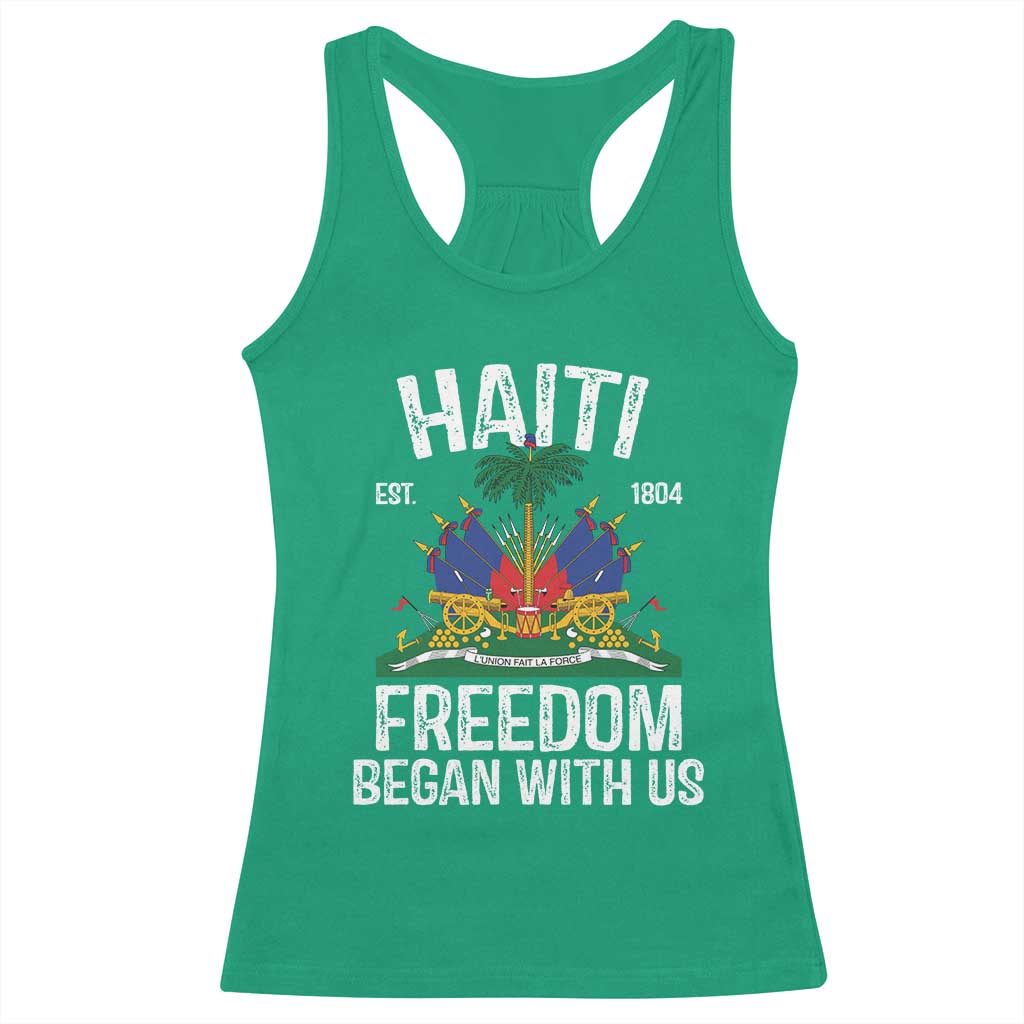 Haiti Freedom Began With Us Racerback Tank Top Haitian Flag Day