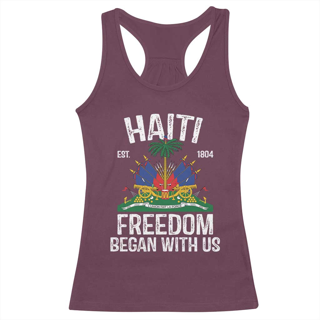 Haiti Freedom Began With Us Racerback Tank Top Haitian Flag Day