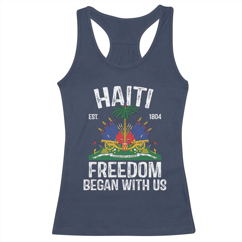 Haiti Freedom Began With Us Racerback Tank Top Haitian Flag Day