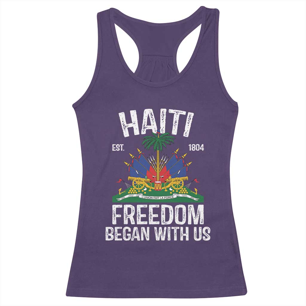 Haiti Freedom Began With Us Racerback Tank Top Haitian Flag Day