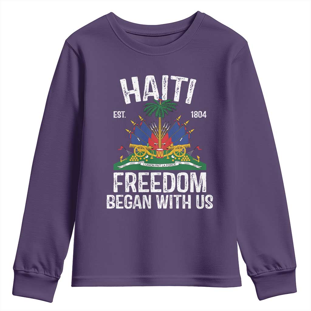 Haiti Freedom Began With Us Youth Sweatshirt Haitian Flag Day