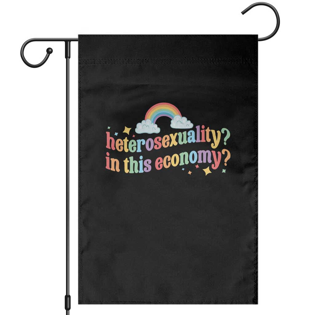 Funny Heterosexuality In This Economy Garden Flag Rainbow LGBTQ+ Pride - Wonder Print Shop