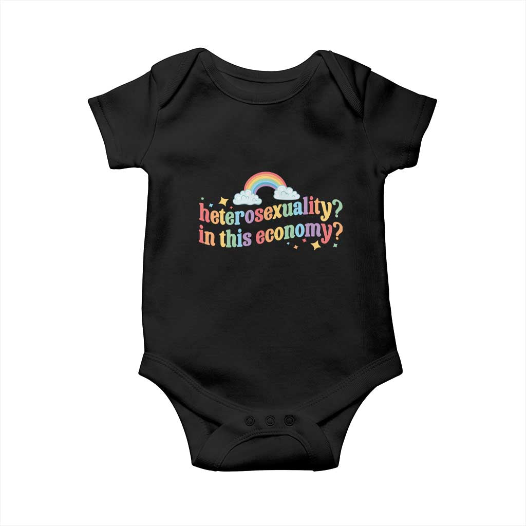 Funny Heterosexuality In This Economy Baby Onesie Rainbow LGBTQ+ Pride - Wonder Print Shop