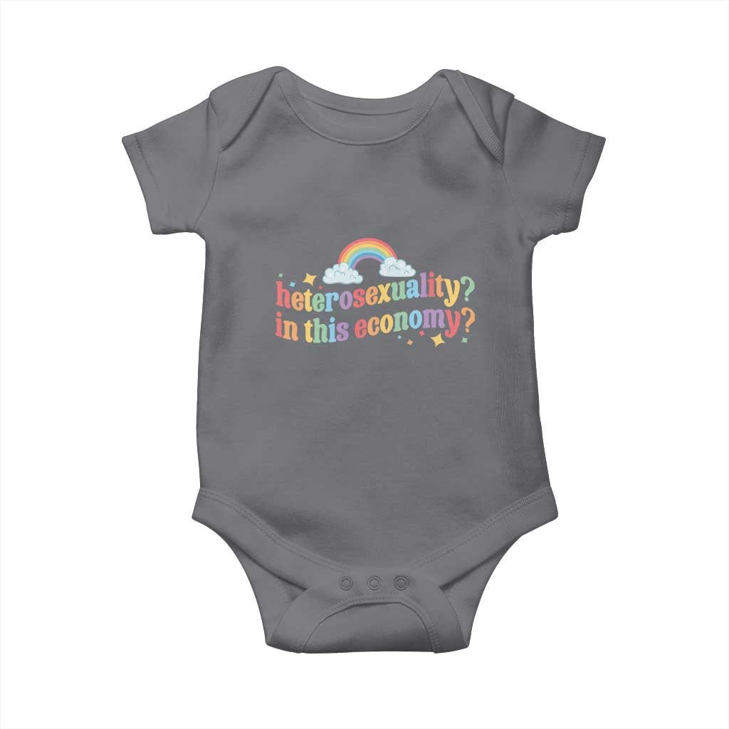 Funny Heterosexuality In This Economy Baby Onesie Rainbow LGBTQ+ Pride - Wonder Print Shop