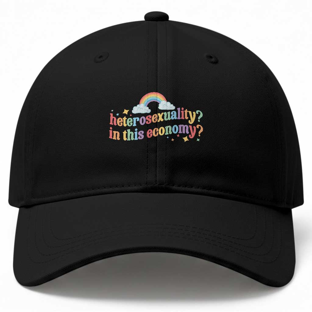 Funny Heterosexuality In This Economy Baseball Cap Rainbow LGBTQ+ Pride