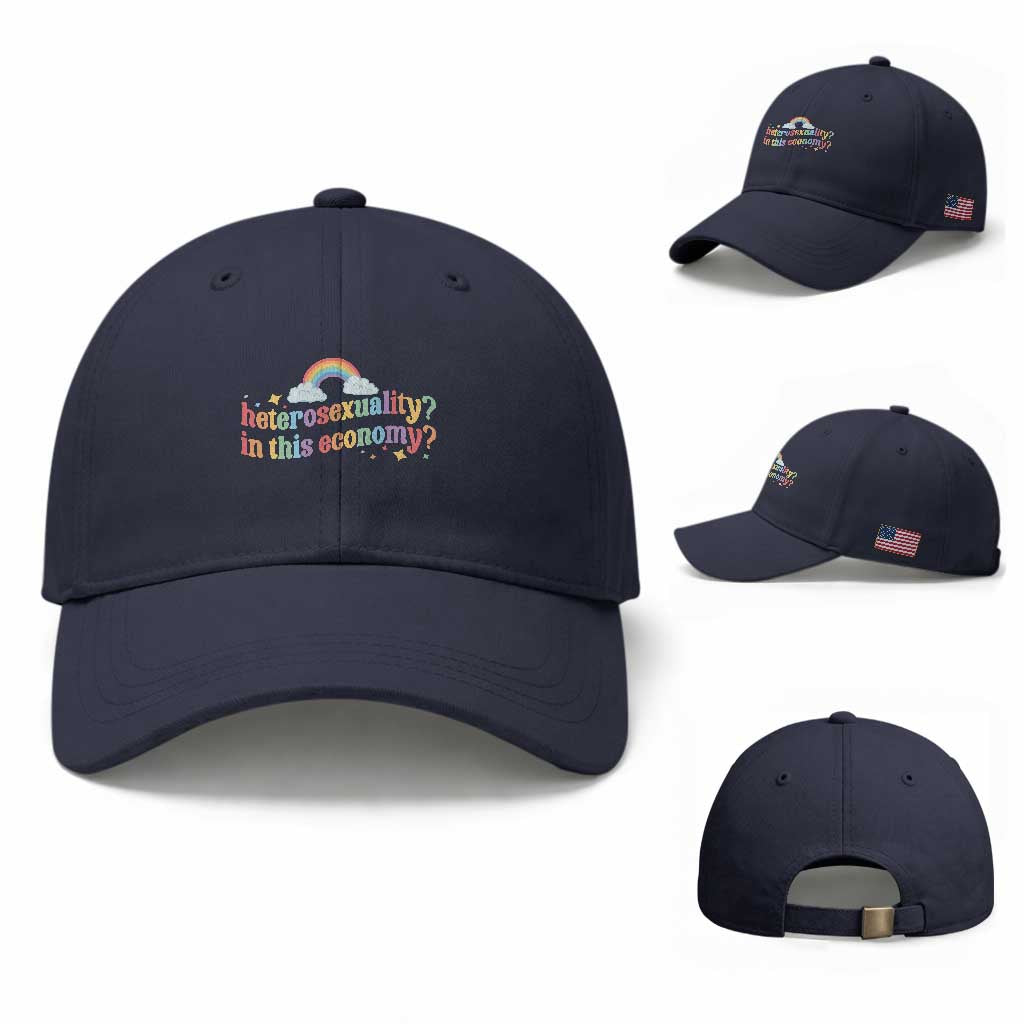 Funny Heterosexuality In This Economy Baseball Cap Rainbow LGBTQ+ Pride