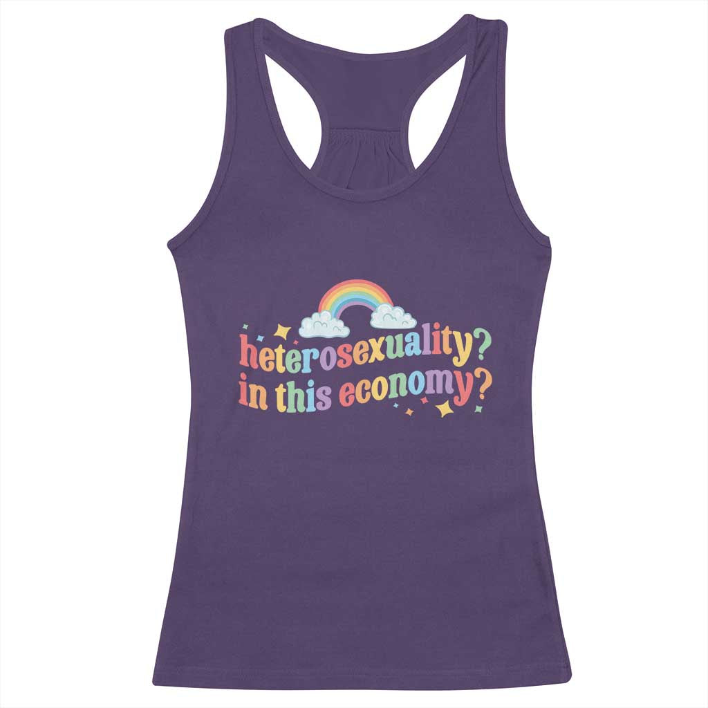 Funny Heterosexuality In This Economy Racerback Tank Top Rainbow LGBTQ+ Pride - Wonder Print Shop