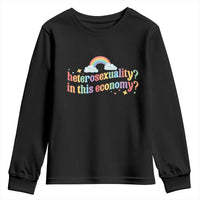 Funny Heterosexuality In This Economy Youth Sweatshirt Rainbow LGBTQ+ Pride - Wonder Print Shop