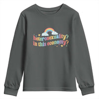 Funny Heterosexuality In This Economy Youth Sweatshirt Rainbow LGBTQ+ Pride - Wonder Print Shop