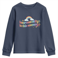Funny Heterosexuality In This Economy Youth Sweatshirt Rainbow LGBTQ+ Pride - Wonder Print Shop