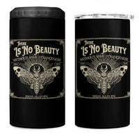Funny Skull Moth 4 in 1 Can Cooler Tumbler There Is No Beauty Without Some Strangeness Edgar Poe