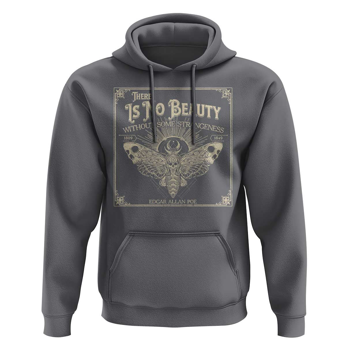 Funny Skull Moth Hoodie There Is No Beauty Without Some Strangeness Edgar Poe