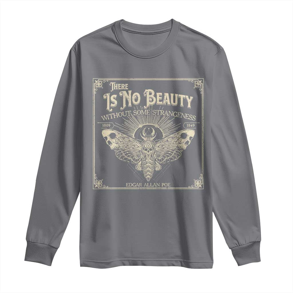 Funny Skull Moth Long Sleeve Shirt There Is No Beauty Without Some Strangeness Edgar Poe