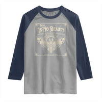 Funny Skull Moth Raglan Shirt There Is No Beauty Without Some Strangeness Edgar Poe