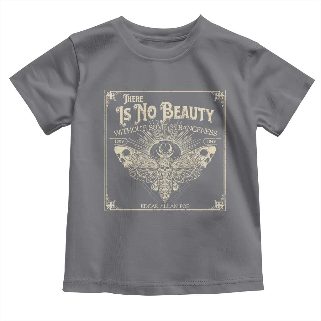 Funny Skull Moth Toddler T Shirt There Is No Beauty Without Some Strangeness Edgar Poe