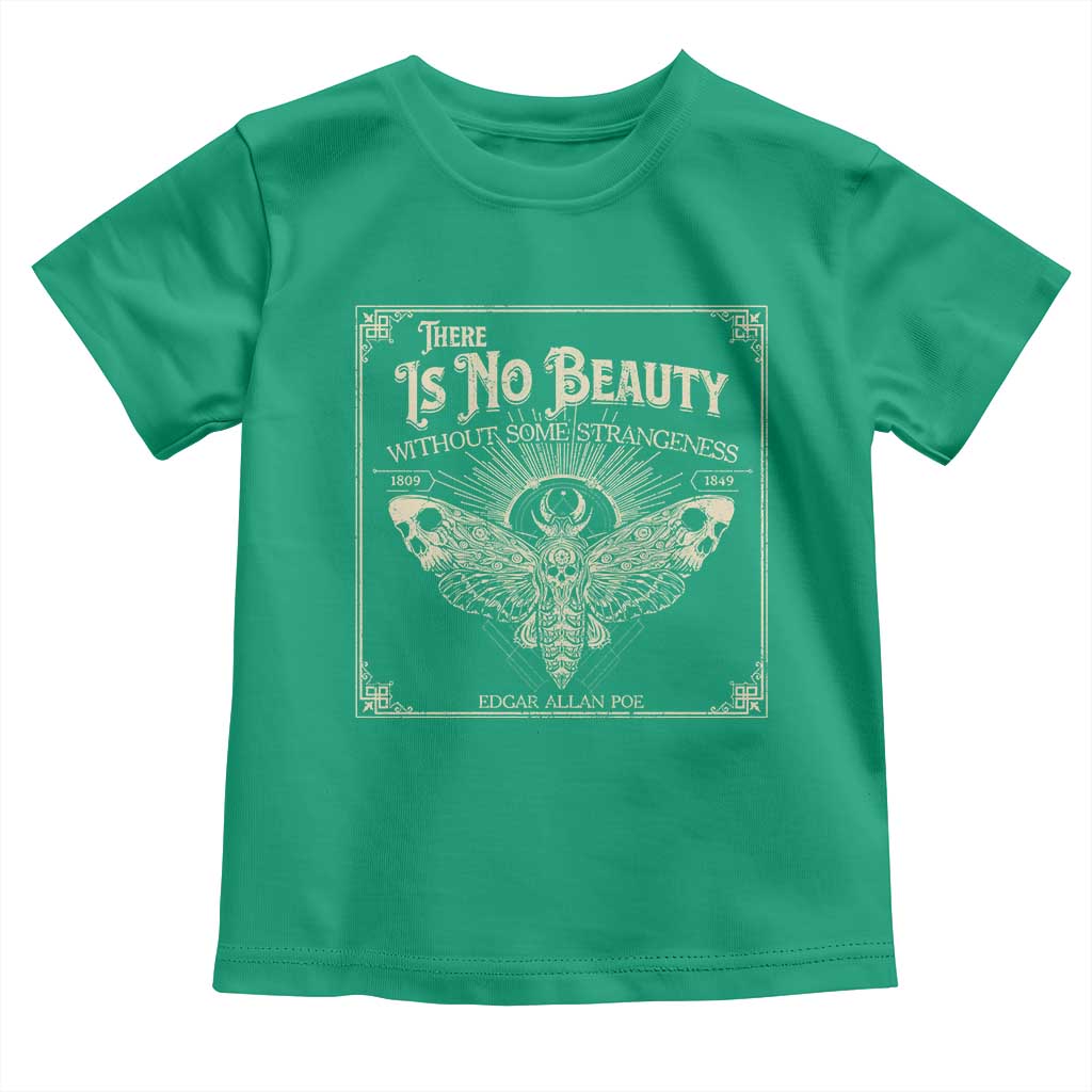 Funny Skull Moth Toddler T Shirt There Is No Beauty Without Some Strangeness Edgar Poe