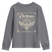 Funny Skull Moth Youth Sweatshirt There Is No Beauty Without Some Strangeness Edgar Poe