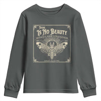 Funny Skull Moth Youth Sweatshirt There Is No Beauty Without Some Strangeness Edgar Poe