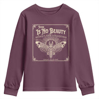 Funny Skull Moth Youth Sweatshirt There Is No Beauty Without Some Strangeness Edgar Poe